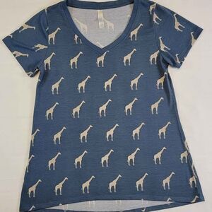 Lularoe XS Christy T Shirt - Slate Blue Giraffes 🦒